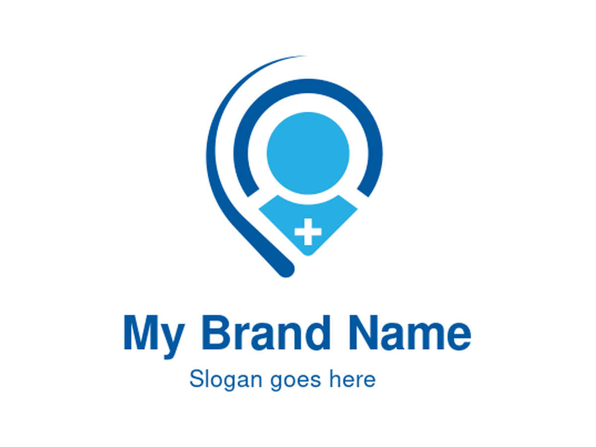 Medical Location Pin with Abstract Person and Plus Sign Logo - Ideal for Healthcare Services, Telemedicine, Emergency Services, and Health Locator Apps